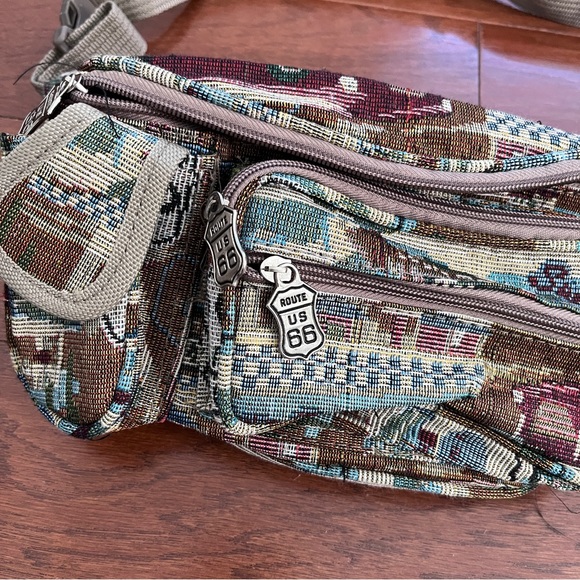 Route 66 Tapestry Fabric Fanny Pack Belt Bag Vintage - Picture 4 of 6
